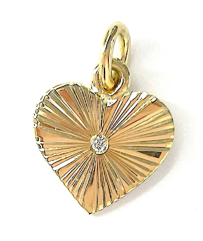 Ladies sterling silver pendant necklaces-Heart Pendant with Diamond