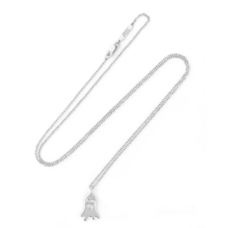 Ladies silver chain necklaces-Boo 18K Whitegold Pendant w. Diamonds