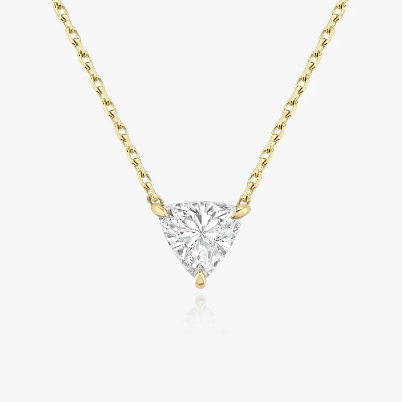 Ladies dainty necklaces-Solitaire Trillion 14K Gold Necklace w. Lab-Grown Diamond