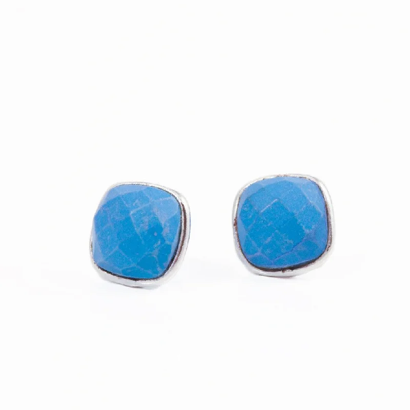 Ladies hoop earrings-Felice Square Turquoise Earrings