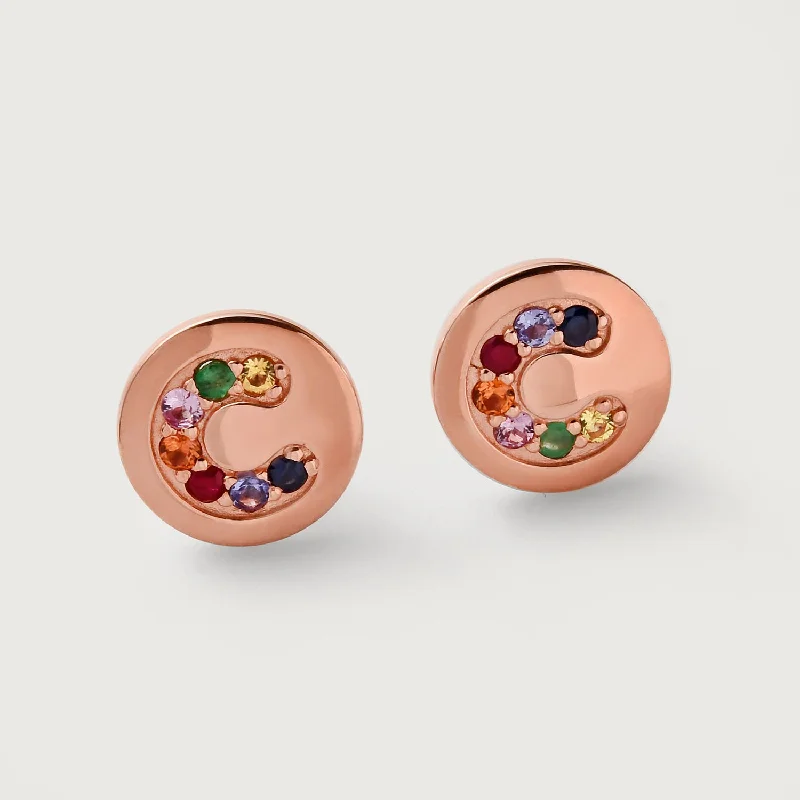 Ladies art deco earrings-Lilian Stud Earrings with Multi Gemstones