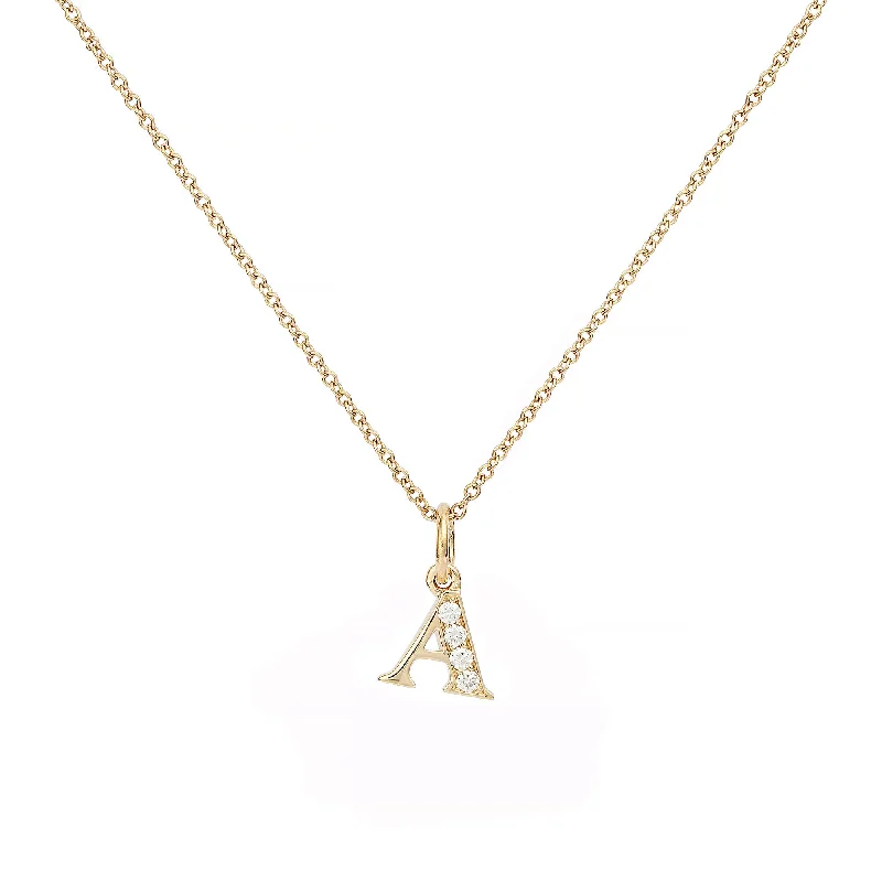 Ladies engraved silver necklaces-Love Letter A 18K Gold Necklace w. Diamonds