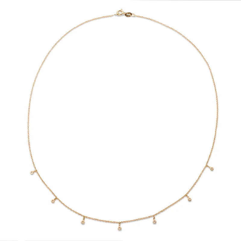 Ladies bridal gemstone necklaces-7D 18K Gold Necklace w. Diamonds