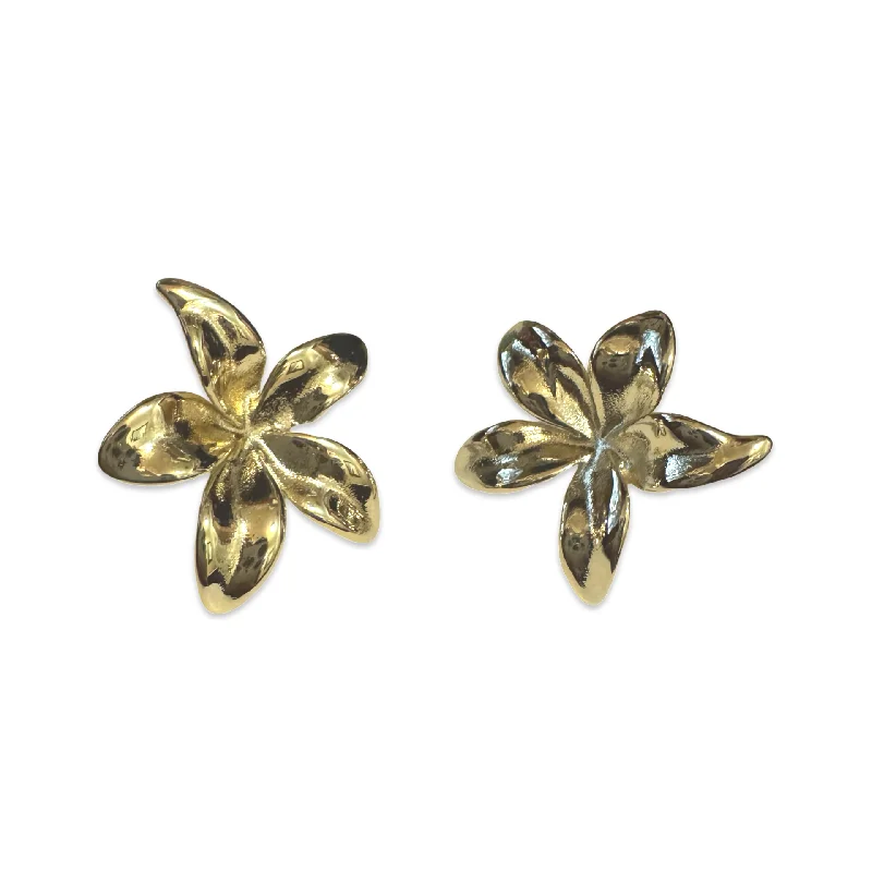 Ladies small stud earrings-Stainless Steel Flower Statement Studs