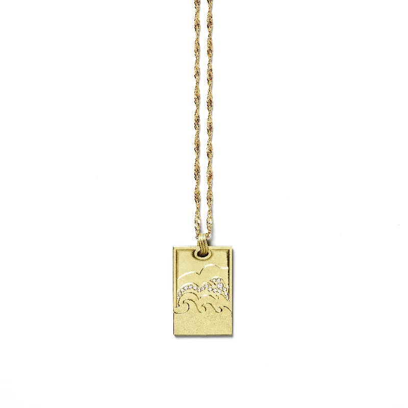 Ladies solid gold necklaces-Ocean View 18K, 14K Gold Necklace w. Diamonds