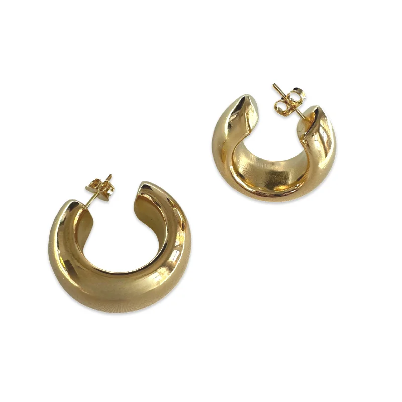 Ladies gemstone stud earrings-Goldie Gold Filled Open Pillow Small 1” Tube Hoops