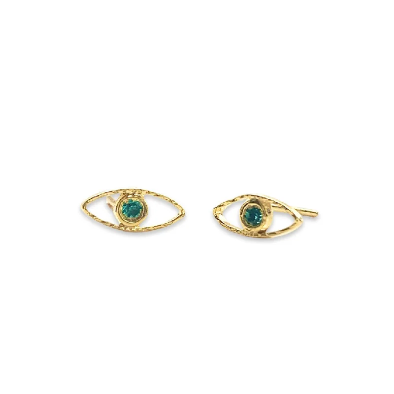 Ladies silver drop earrings-Gold Filled Evil Eye Stud Earrings