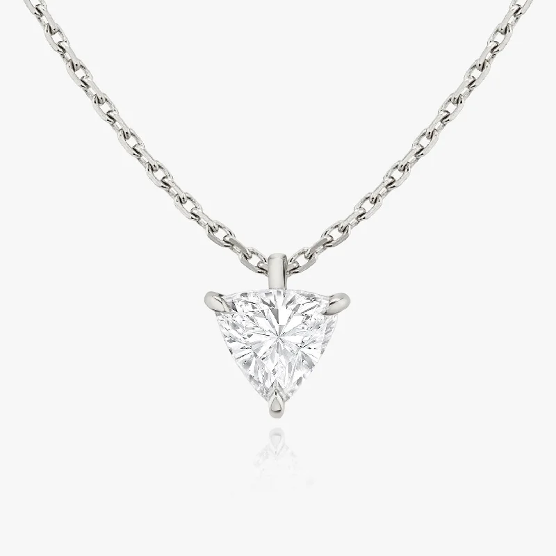 Ladies circle pendant necklaces-Solitaire Trillion 14K Whitegold Necklace w. Lab-Grown Diamond