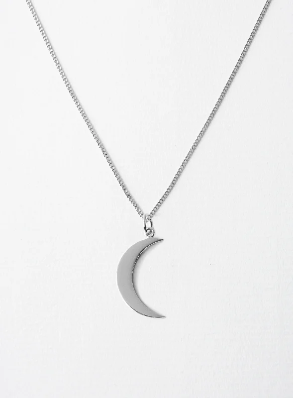 Ladies butterfly necklaces-Big Moon Silver Necklace