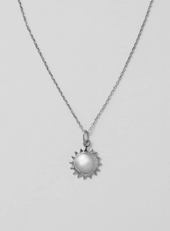 Ladies vintage-style necklaces-Mini Sun Silver Necklace