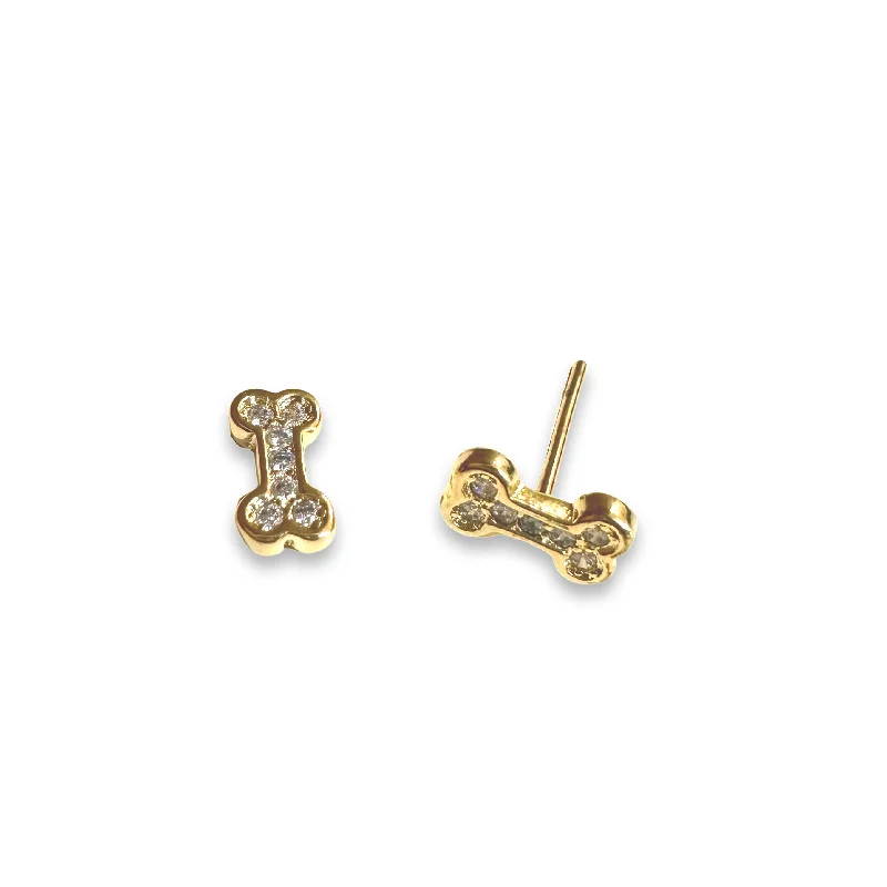 Ladies emerald earrings-18K Gold Filled Dog Bone Stud Earrings