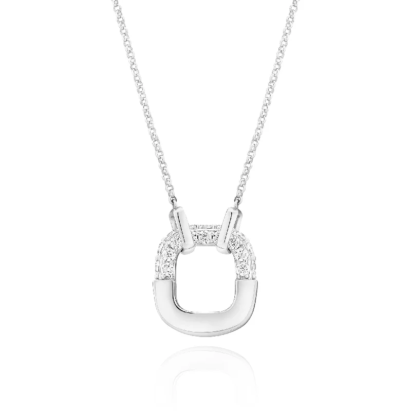 Ladies silver infinity necklaces-Maratea Silver Necklace w. Zirconia