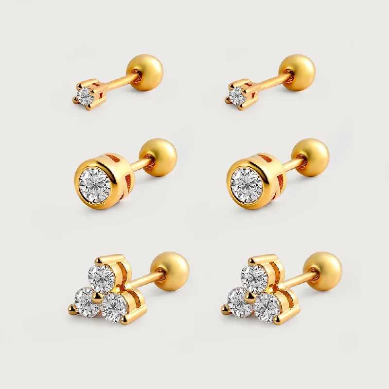 Ladies modern earrings-Moissanite Sleep Stud Earrings Set