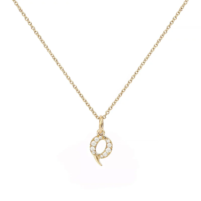 Ladies fine diamond necklaces-Love Letter Q 18K Gold Necklace w. Diamonds