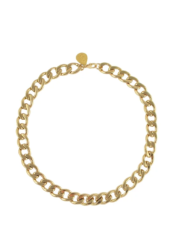 Ladies vintage-style necklaces-Thick Gold Link Chain Necklace