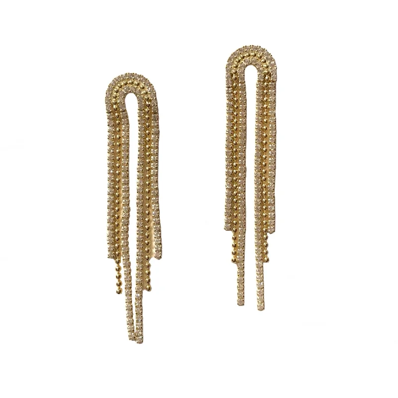 Ladies stud earrings with pearls-Arch Drape Long Earrings