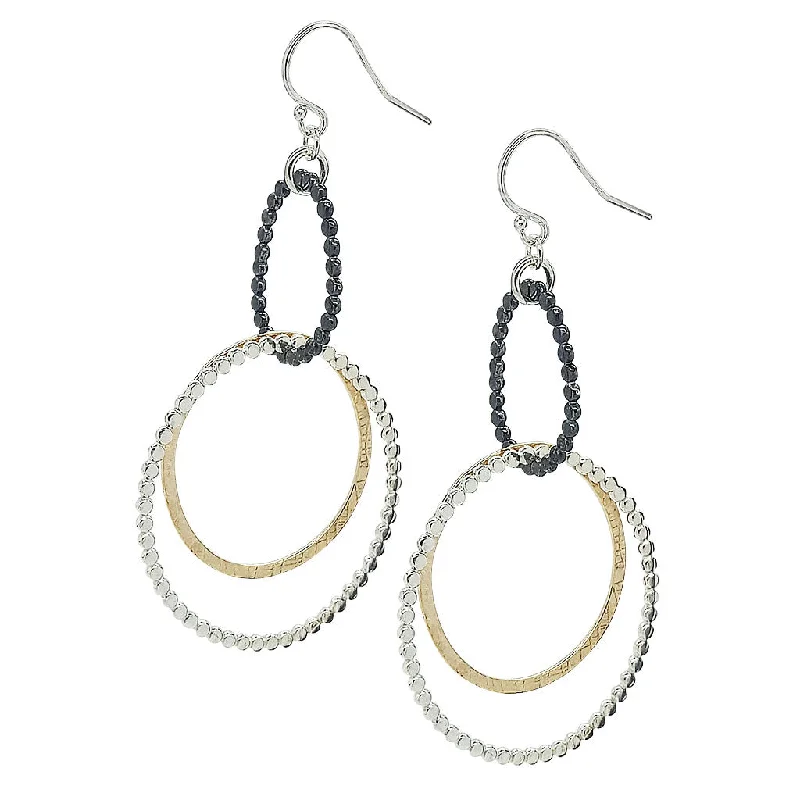 Ladies birthstone earrings-Double Bead Gauze Hoop Earrings (E1253)