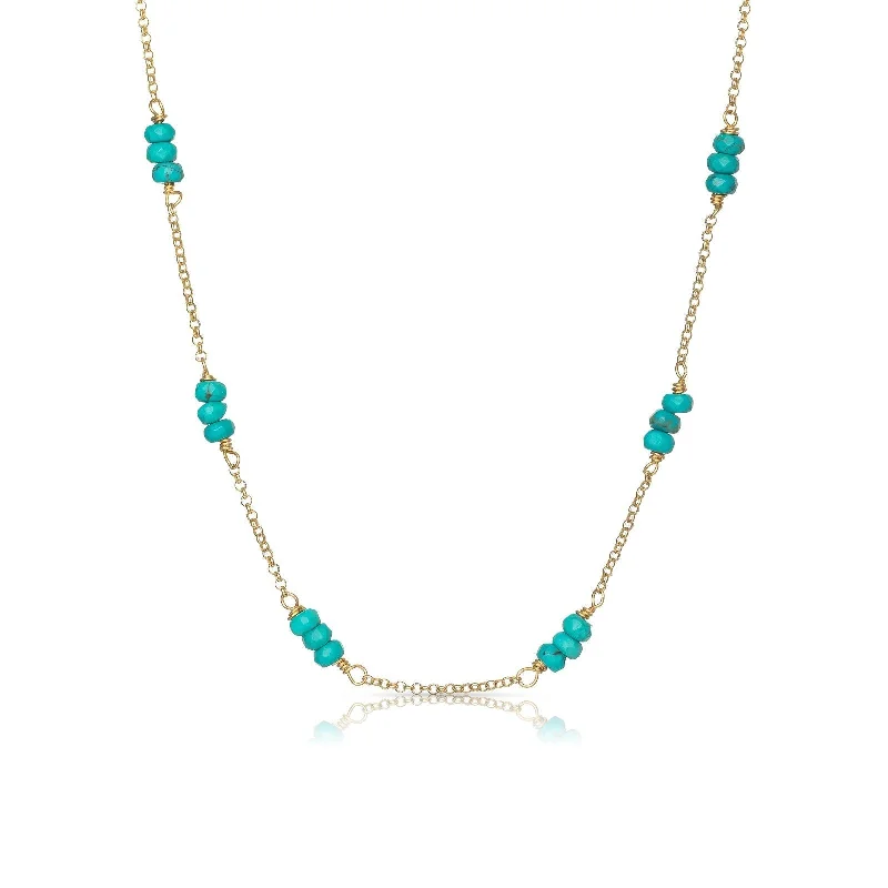 Ladies wedding necklaces-Fiji 18K Gold Plated Necklace w. Turquoise