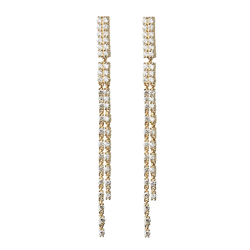 Ladies vintage earrings-Diamond Bar Dangle Earrings