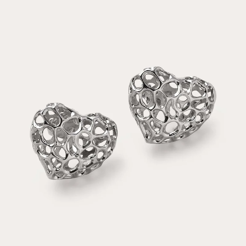 Ladies color-changing earrings-Amore Heart Stud Earrings