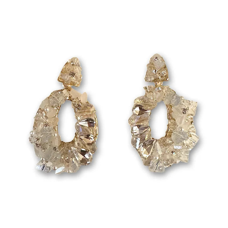 Ladies artistic earrings-Crysta Cluster Crystal Statement Earrings