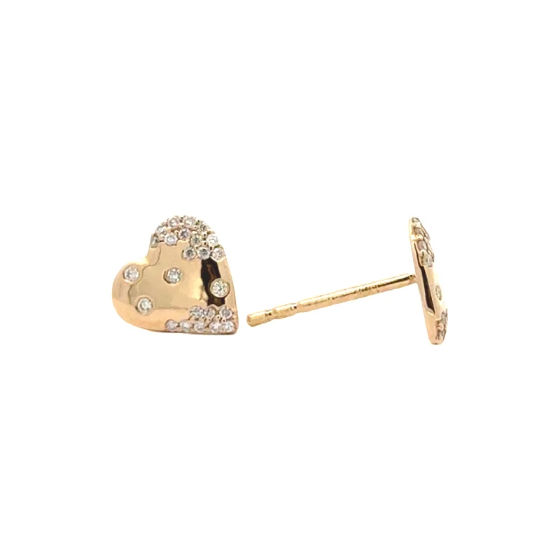 Ladies diamond hoop earrings-Sprinkle Diamond Heart Studs