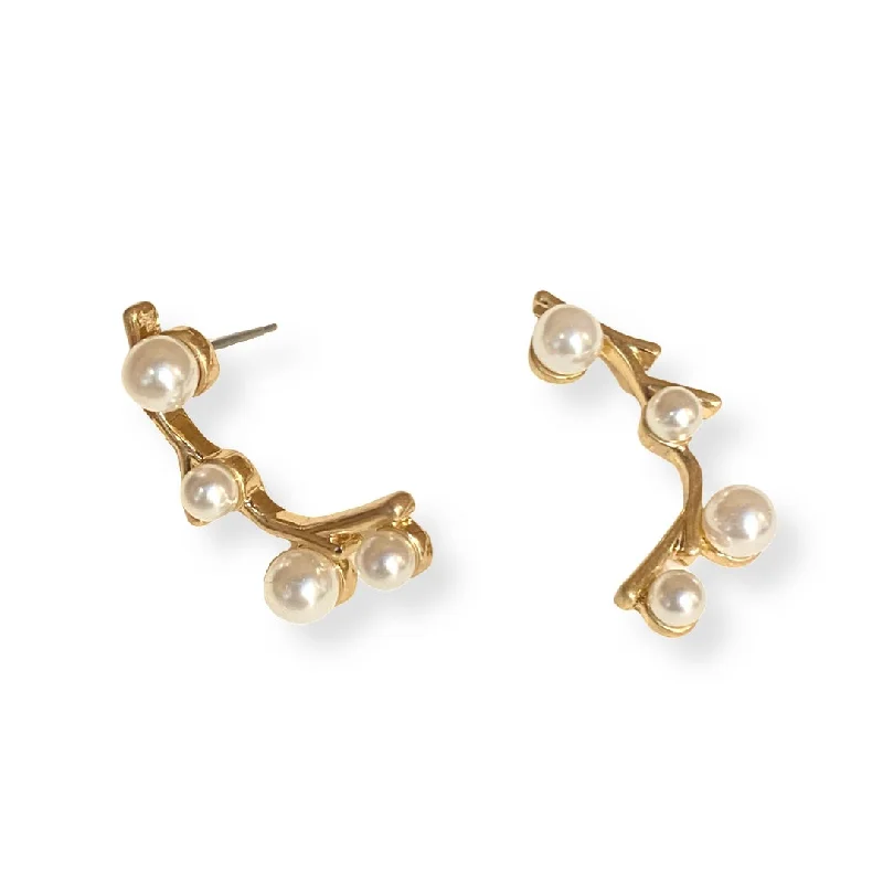 Ladies infinity earrings-Pearl Branch Stud Earrings