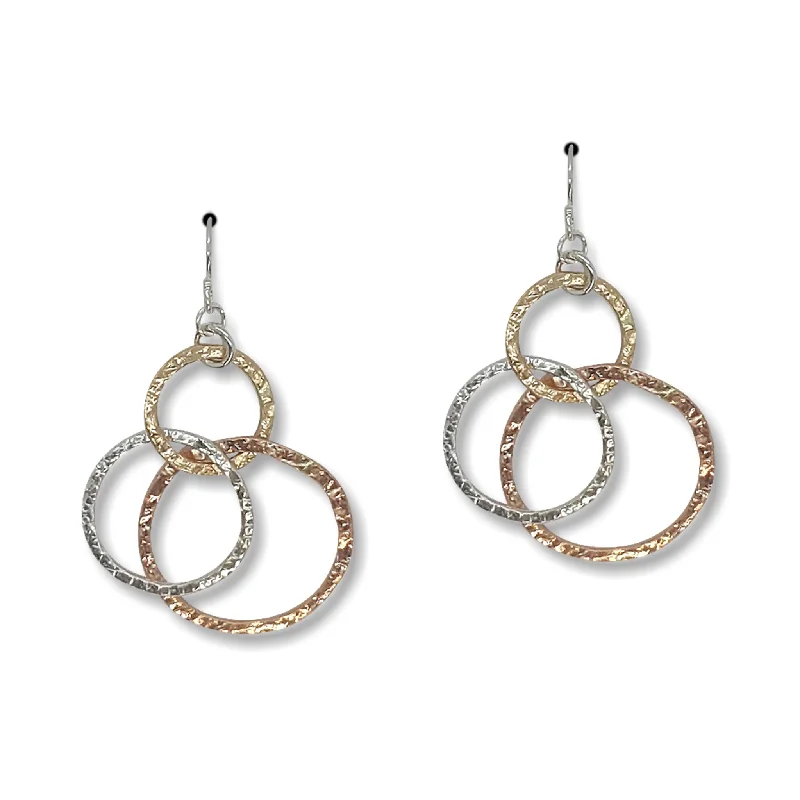 Ladies dangly earrings-Tri Textured Hoop Earrings (RE1412)