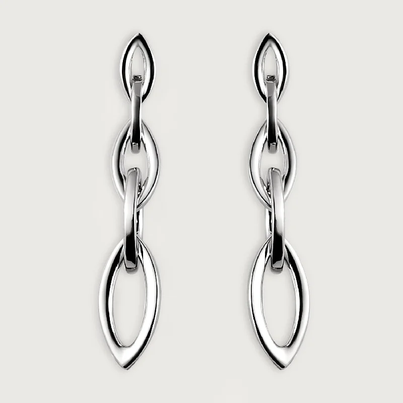 Ladies silver dangly earrings-Molto Link Drop Earrings