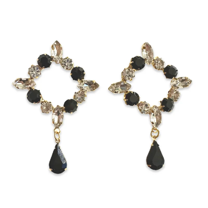 Ladies hoop earrings with pearls-Krista Sparkle Deco Statement Earrings