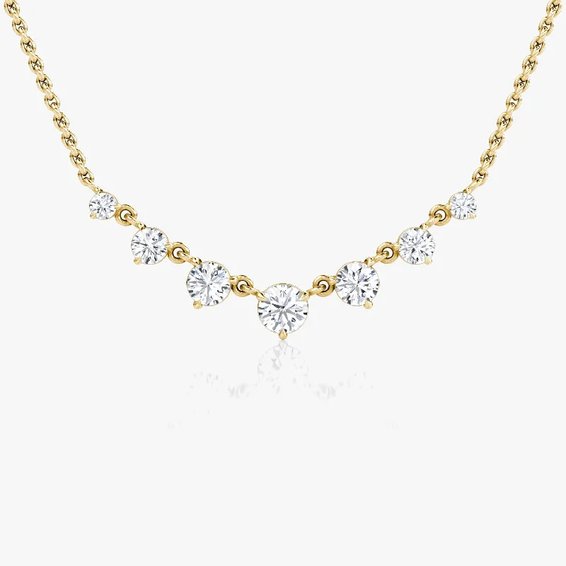 Ladies silver choker necklaces-Linked 14K Gold Tennis Necklace w. 0.85ct Lab-Grown Diamonds