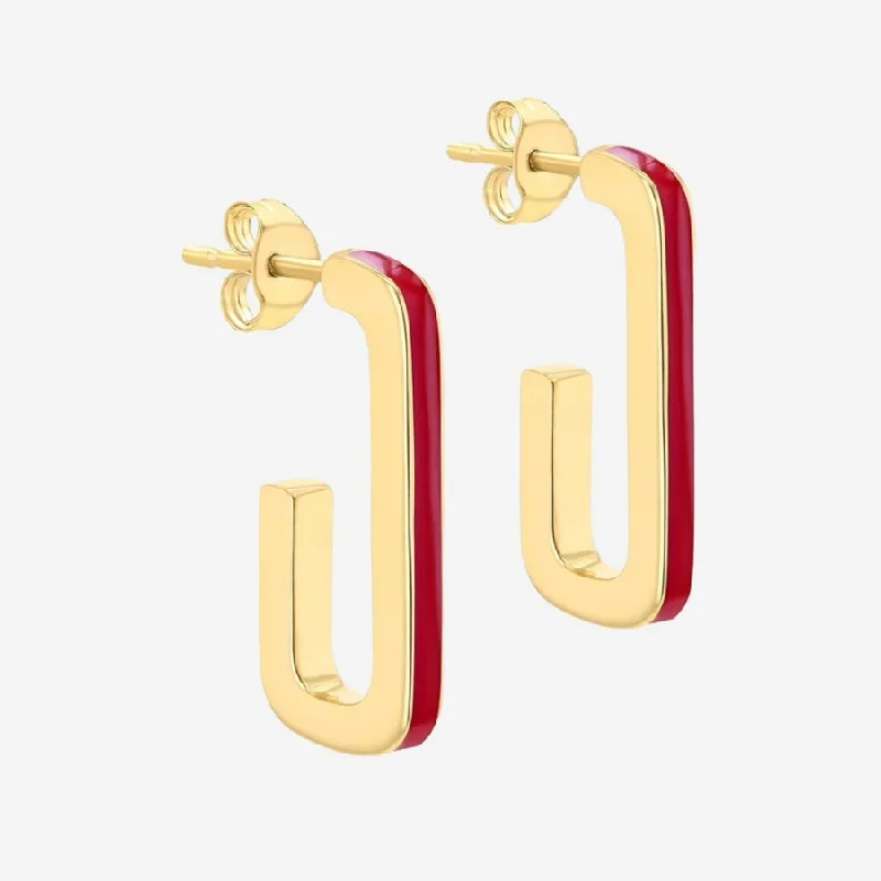 Ladies heart-shaped earrings-Taffy Enamel J Hoops