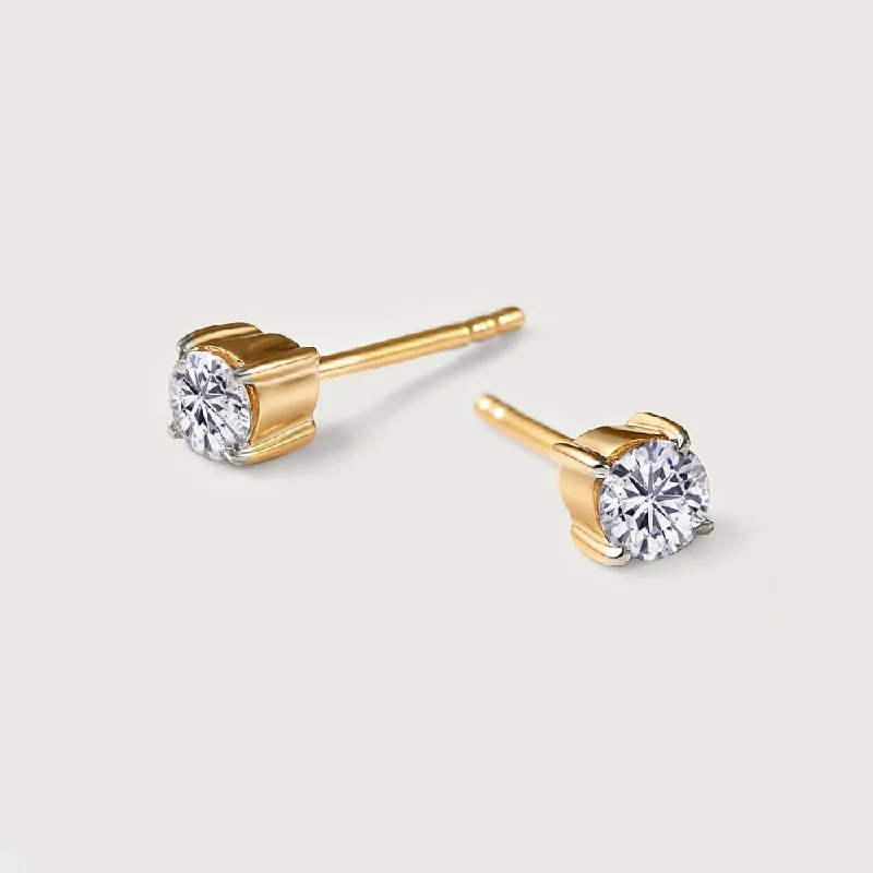 Ladies turquoise earrings-Diamond Solitaire SI-GH  Earrings in 14K Yellow Gold