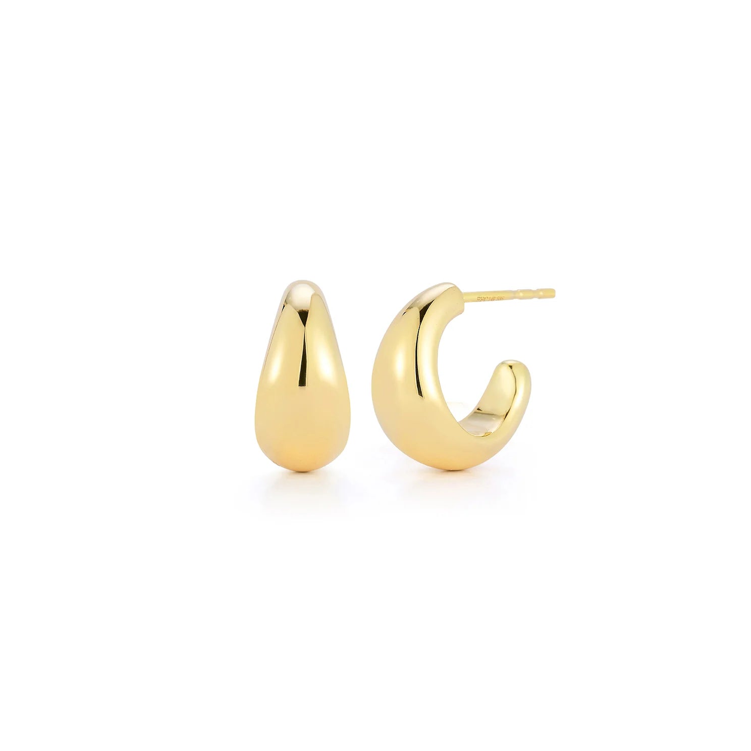 Ladies small stud earrings-Gold Jumbo Dome Huggie Earrings/15mm