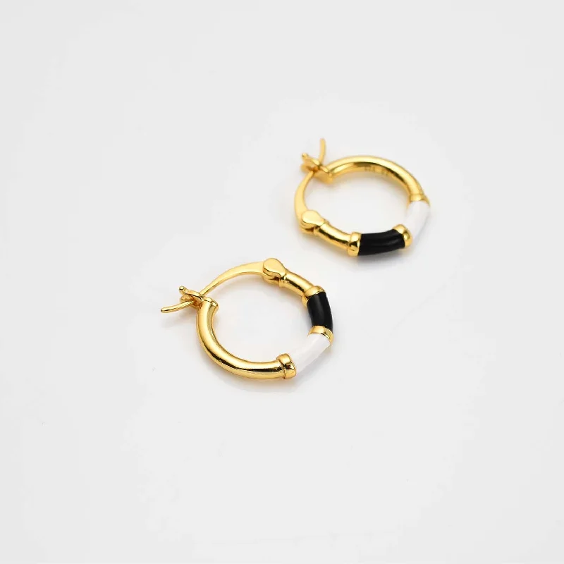 Ladies gold chandelier earrings-Taffy Enamel Bamboo Hoop Earrings