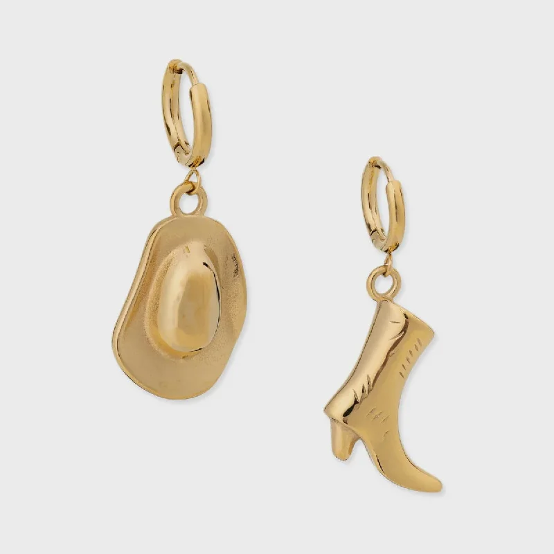 Ladies gold dangling earrings-Giddy Up Earrings- Water Resistant