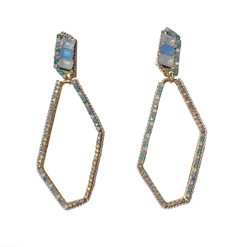 Ladies long earrings-Geovana Crystal Statement Earrings