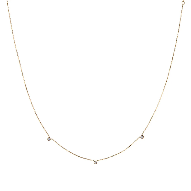 Ladies bridal pearl necklaces-Stellar Three Star 18K Gold Necklace w. Diamonds