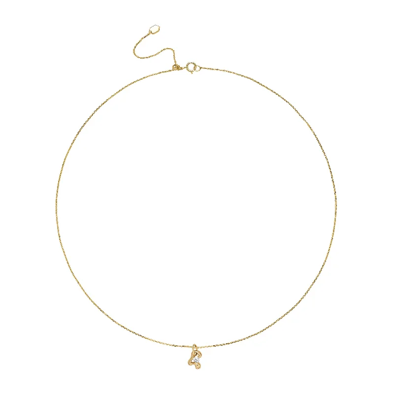 Ladies long necklaces-Temple 14K Gold Necklace w. Lab-grown Diamond