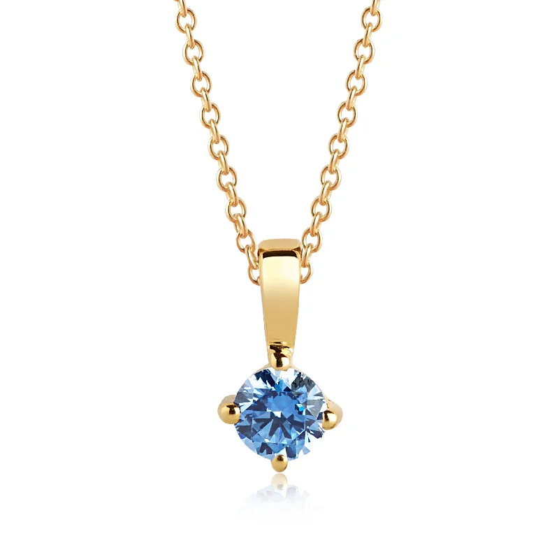 Ladies multi-strand necklaces-Princess Piccolo Round Gold Plated Necklace w. Blue Zirconias