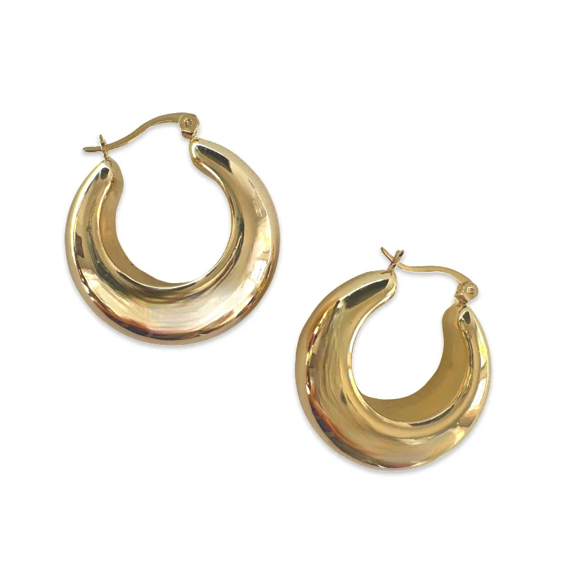 Ladies multi-stone earrings-Goldie Gold Filled Oval Clasp Hoops