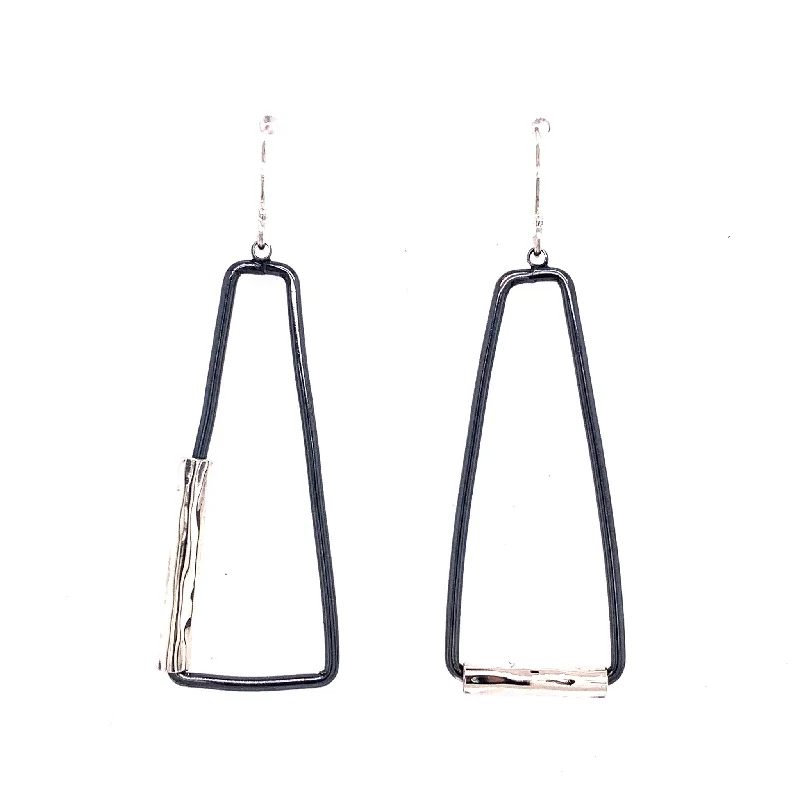 Ladies dangling earrings-Asymmetrical Crushed Tube trapezoids (E1772)