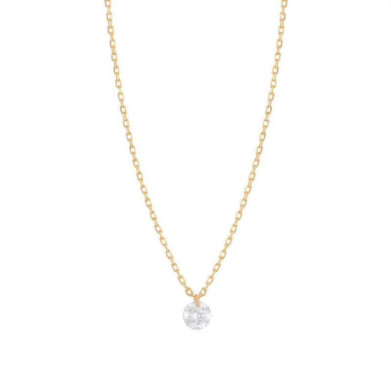 Ladies birthstone necklaces for gifts-Danaé 18K Gold Necklace w. Diamond, 0.15 ct.