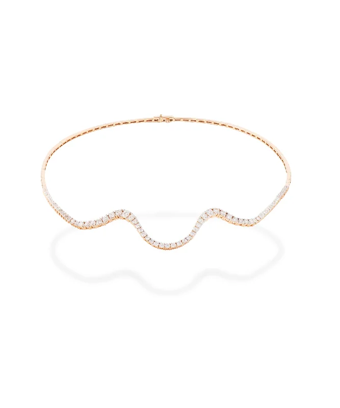 Ladies gold layered necklaces-Radiant Half Choker 18K Rosegold Necklace w. Diamonds