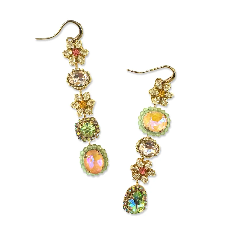 Ladies drop earrings-Pippa Flower Gemstone Statement Earrings