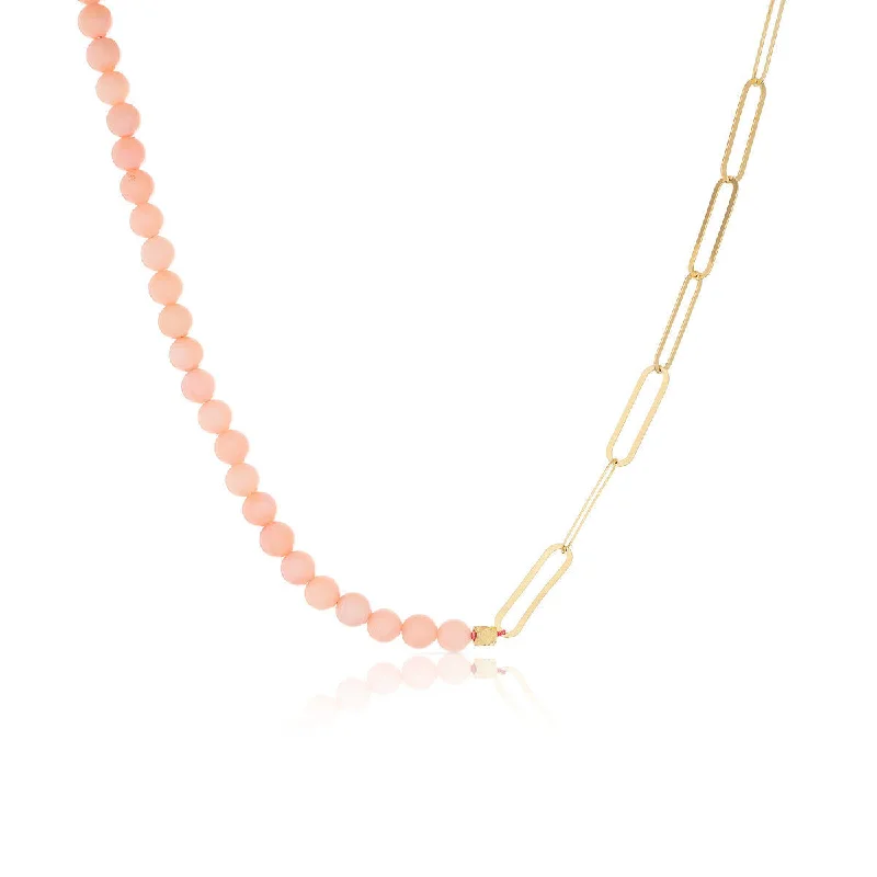 Ladies personalized gold necklaces-Shasa 18K Gold Plated Necklace w. Coral