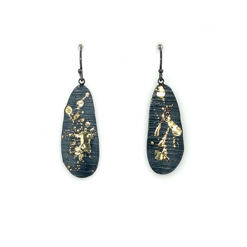 Ladies sapphire drop earrings-One of a kind splatter earrings