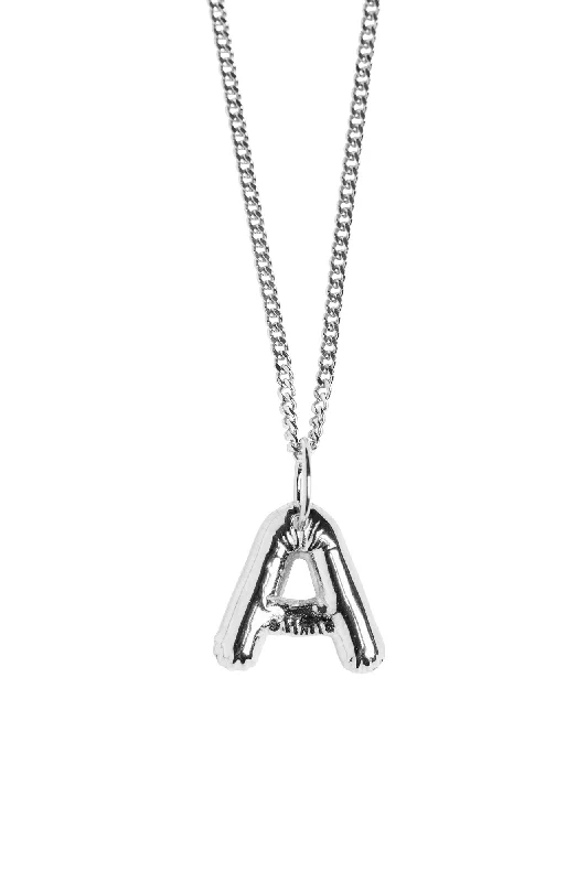 Ladies pendant necklaces-Letter A Silver Necklace