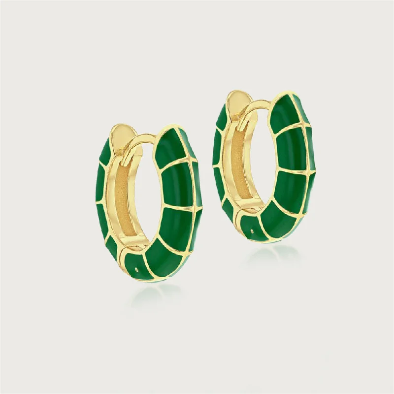 Ladies trendy earrings-Taffy Enamel Twister Huggie Hoops