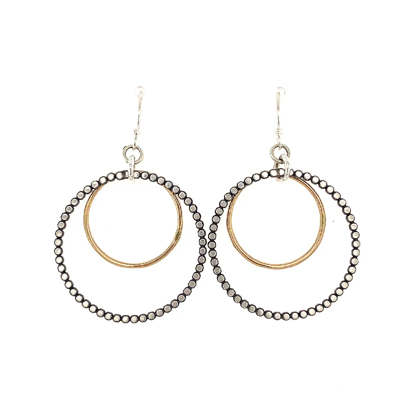 Ladies gold earrings-Bead and Gold hoop Earrings (E1112)